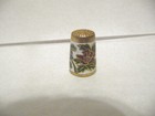 Thimble Vintage Brass   Cloisonne Pretty Flowers   Butterfly