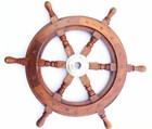 18 Inch Wooden Ship Wheel Pirate Captain Wall Home Nautical Style Decorative 