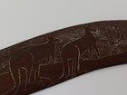 Aboriginal Wooden Boomerang Hand Carved Kangaroo Designs 17 1 2  Vintage