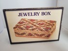 Vtg Floral Fabric Wood Jewelry Box Red Velvet Lined Mirror 9  X 5 75  New In Box