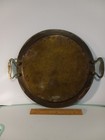Antique Hand Hammered Copper Serving plate Iron Handles For Heavy Lifting 