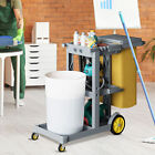 3-shelf Janitorial Trolley Cleaning Cart Plastic Housekeeping Cart With Pvc Bag