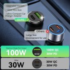 100w Car Charger With Temperature Control  Fast Dual Port Universal 12v-24v