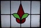 Abstract Midsize Old English Leaded Stained Glass Window 23 25  X 17 75 