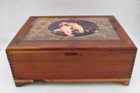 Vintage Handmade Wooden Dovetail Box With Decorated Lid