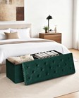 Velvet Storage Ottoman Bench  43 3  Upholstered Tufted Ottoman With Green