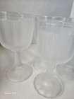 Estate Find  Mid Century Modern Set Of  4  Frosted Clear Satin Goblets Heavy