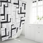  Black And White Shower Curtain  Geometric Fabric Shower Curtain Set With 12 
