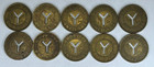 10 X Nyc Vintage Subway Tokens  New York City Transit  Brass  large Y  1970s-80s