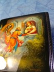 Russian Black Lacquer Hand Painted Trinket Box Hinged  