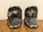 Vintage Tiger Metal Bookends 5    Tall Rare - Set Of 2