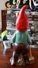 Vtg Heissner Terra Cotta Garden Gnome Dwarf 11    W sledge Hammer Hand Painted 23