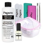 Pronto Gel Nail Polish Remover Kit     8 Oz Pure Acetone 100 Percent  Nail File  N