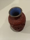 4    Chinese Cinnabar blue Enamel  Vase Mid20th Vgc