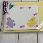 Vintage Letter Stationery Set Teddy Bears And Hearts 20 Sheets Yellow Paper