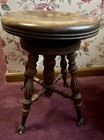 Antique Wood Organ Piano Stool Victorian Claw Foot Ball Feet Wooden Seat Vintage