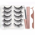 Voluminous Magnetic Eyelashes  Eyeliner And Tweezer Kit  5 Pairs Of Lashes 