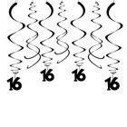 Party Swirl Decorations  Black 16th Birthday Swirl No 16 No 16-black