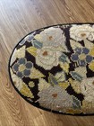 Antique Lysberg   Hanson Foot Stool Base With Floral Needlepoint Upholstery