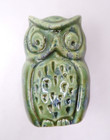 Vintage Ceramic Owl Macrame Bead Brown Green Painted Glazed Lot Of 4