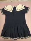 Vintage Style Toddler Sailor Dress 18m Navy Blue White Nautical Pleated