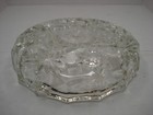 Vintage Ashtray Clear Glass Round 4  4 Cigar  Cigarette Rest With Scalloped Edge