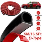 D-shape Door Rubber Seal Strip Weatherstrip 5m Self Adhesive Hollow For Car Truc