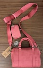 Steve Madden Bdenny Pink   Fuchsia Debossed Xbody Barrel Bag Pouch Set  97 Nwt 