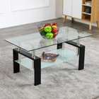 3 Colors Coffee Table Glass Modern Shelf Wood Living Room Furniture Rectangular