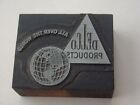 Vtg Antique Wood Print Block Advertising Delco Products Globe World Ink Stamp