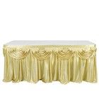 14 Feet Champagne Satin Drape Table Skirt Banquet Wedding Catering Trade Show
