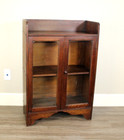English Antique Oak Art   Craft Small Bookcase   Display Cabinet