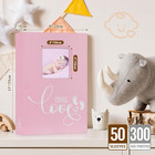 Baby Photo Album 4x6 300 Pockets  Linen Hardcover Newborn Memory Book With Memo 