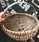 Vtg Lg 13  Splint Oak Wood Round Woven Gathering Basket Garden Appalachian