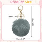 Pom Pom Keychain  Faux Rabbit Fur Fluffy Pompoms Keyring  Dark Gray light Gold