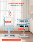 Kids Chair And Desk Set Table Lamp Adjustable Height   Tilted Desktop Blue