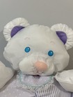 Fisher Price Puffalump 1991 White Bear Lavender Stripes Polka Dots Rattle Plush