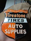 Vintage Rare Firestone Tires Auto Advertising Porcelain Metal Service Sign