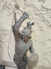 Antique French Late Victorian Spelter Knight Statues Pair X2