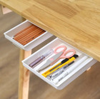 1pc Under Desk Storage Drawer Self Adhesive Hidden Organizer White Box - New