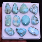 11 Pcs Natural Larimar Untreated 24mm-27mm Cabochon Loose Gemstones Wholesale