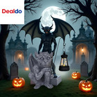 Gargoyle Statues Outdoor With Solar Lantern Gothic Garden Lamp Decor Outside Dra