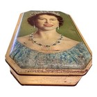 Vintage 1953 Coronation Souvenir Queen Elizabeth Candy toffee Tin box  england 