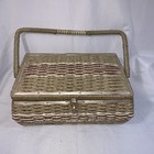 Vintage Sewing Basket 1960s Dritz Japan Woven Wicker Coated Sisal Sewing Basket