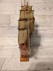 Vintage 90 s Hand-made Wooden Multi Masted And Sailed Model Boat