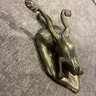 Vintage Solid Brass Leaping Frog On A Lily Pad Wall Desktop Paper Note Clip
