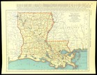 Vintage Louisiana Map Wall Art Old Original New Orleans Baton Rouge Antique