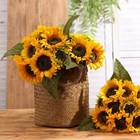Artificial Sunflower Flowers Long Stem Silk Fake Large Sunflowers Decoration    
