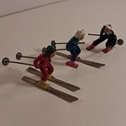 Vintage Barclay Manoil Lead Metal Skier Figures 1930s 40s Skis Poles As Is