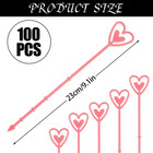 100 Pcs Pink Heart-shaped Floral Pick Card Holders For Weddings   Events
